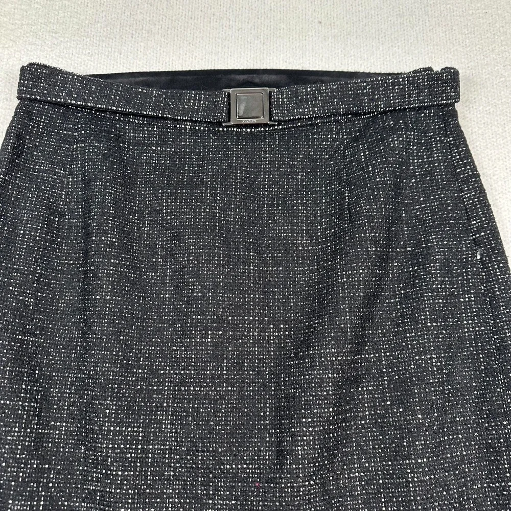 Max Mara Wool Blend Pencil Skirt Womens‎ 12 Tweed Black Dark Academia